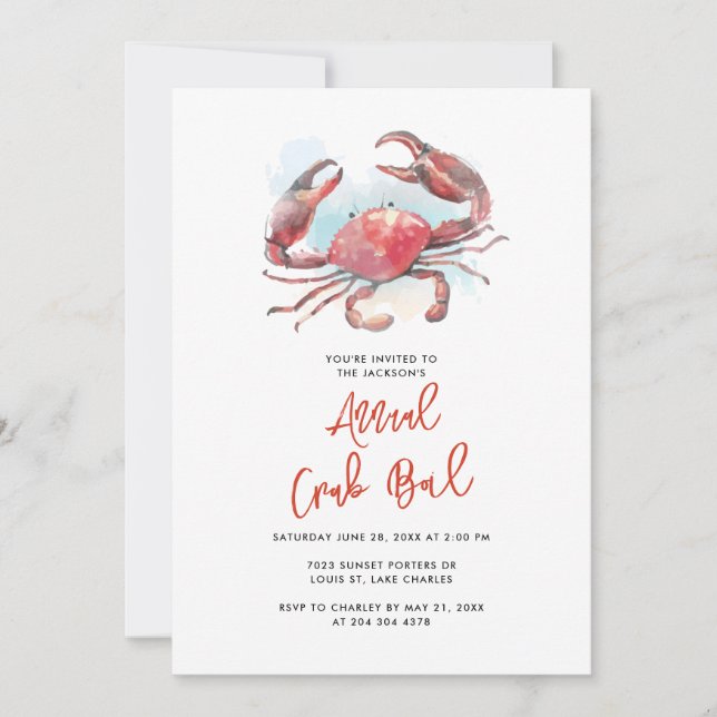 Crab Boil Family Summer Seafood Party Einladung (Vorderseite)