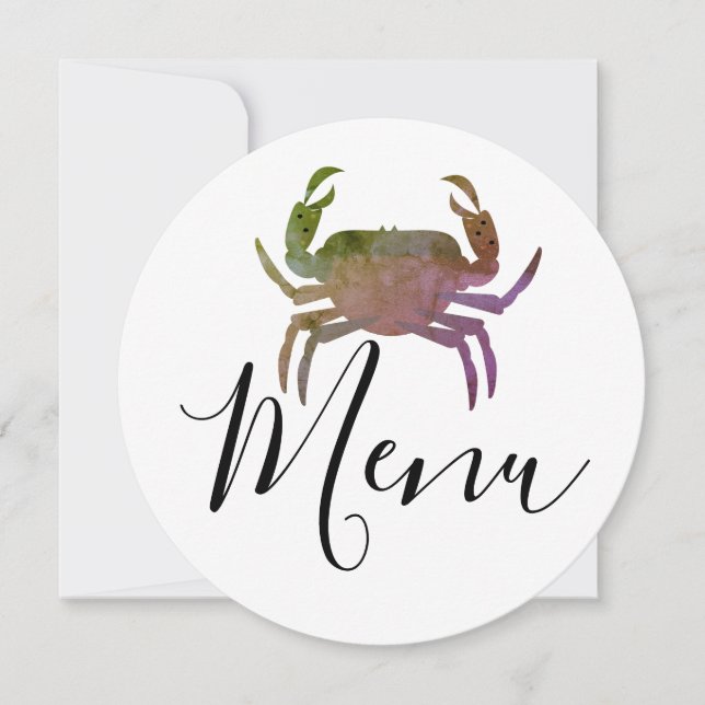 Crab Boil Seafood Beach Hochzeitmenü Karte (Vorderseite)