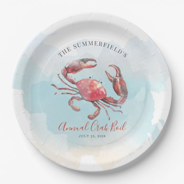 Crab Boil Seafood Family Sommer Party Pappteller (Vorderseite)