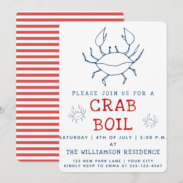 Crab Boil | Sommerliche Party Einladung (Vorne/Hinten)