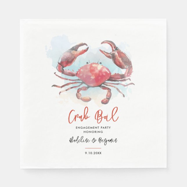 Crab Boil Verlobung Seafood Party Paper Serviette (Vorderseite)