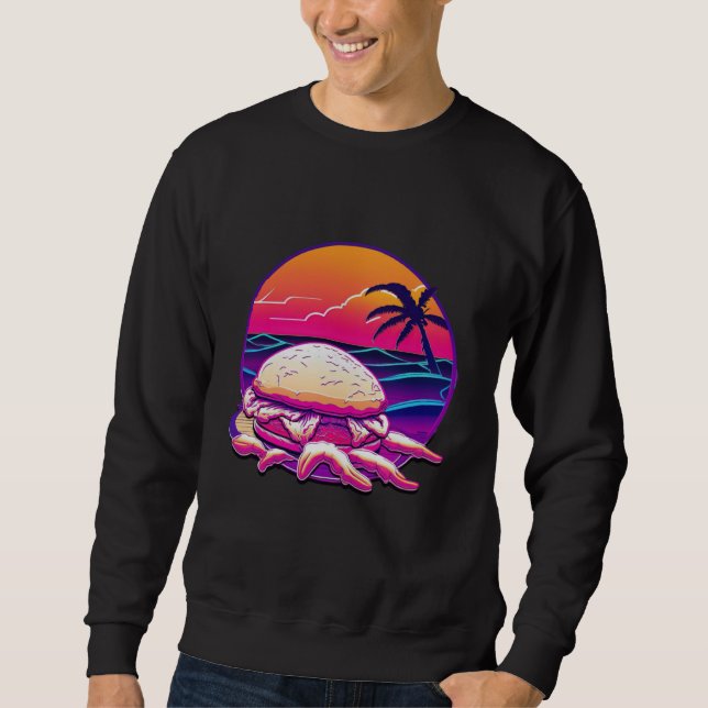 Crab Cakes Synthwave 80s Retrowave Aesthetic Sweatshirt (Vorderseite)