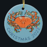 Crab Christmas Lights Crustacean Beach Keramik Orn Keramik Ornament<br><div class="desc">Eine Krabbe in Weihnachtsbeleuchtung in rot und grün eingewickelt. Ideal für Angler,  Ozeanliebhaber oder ein Weihnachtsfest zum Thema Wassersport. Die perfekte handgezeichnete Illustration,  um die Feiertage in diesem Jahr zu unterstützen!</div>