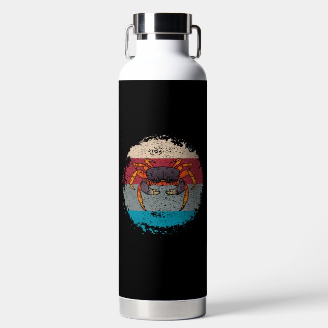Crab Crabbing Retro Trinkflasche (Vorderseite)