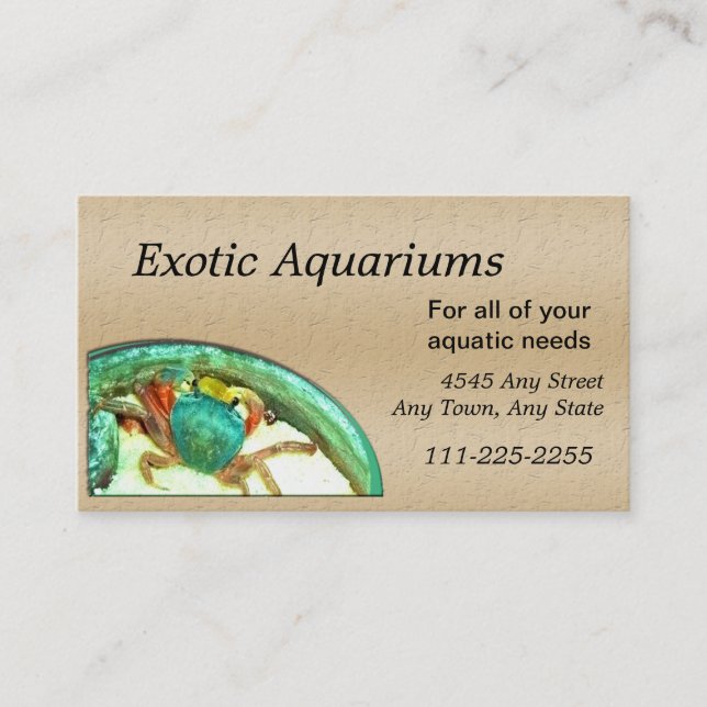 Crab Fish oder Aquarium Business Card Visitenkarte (Vorderseite)