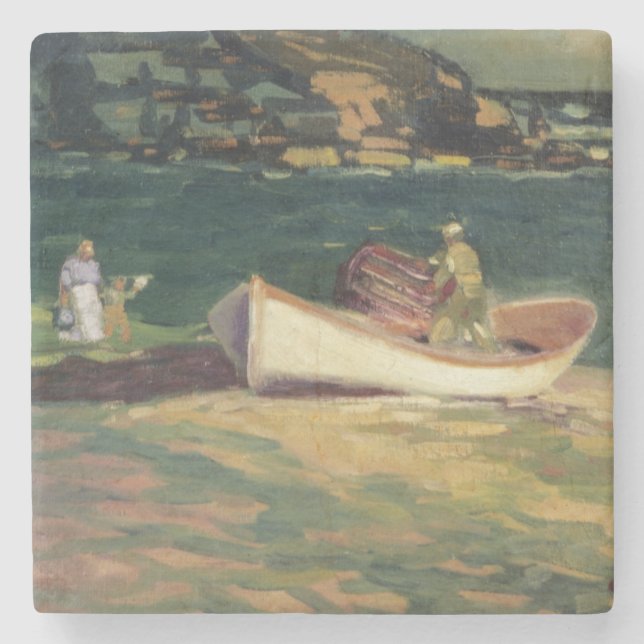 Crab Fisherman in Cape Elizabeth, Maine Steinuntersetzer (Vorderseite)