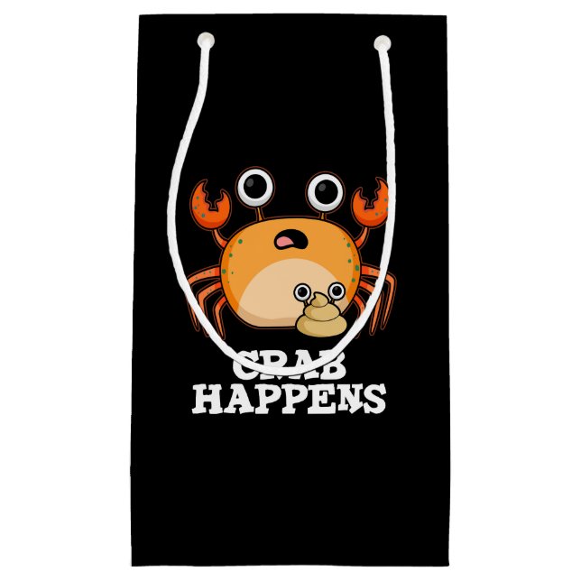 Crab Happens Funny Animal Pub Dark BG Kleine Geschenktüte (Vorderseite)