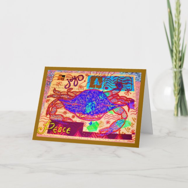 Crab Holiday Collage Feiertagskarte (Vorderseite)