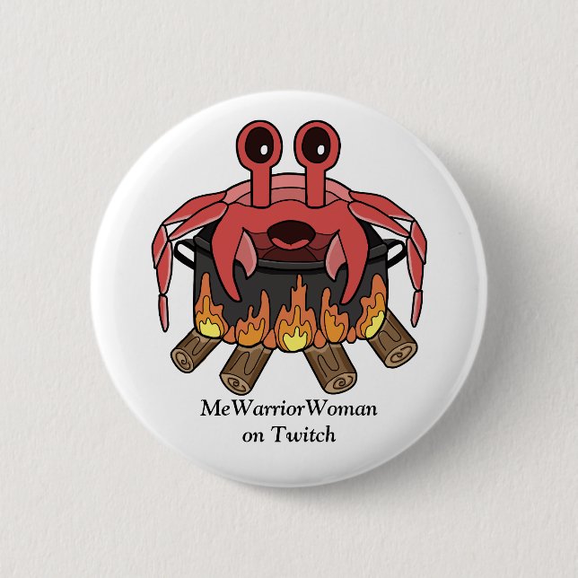 Crab in Pot, MeWarriorFrau auf Twitch Button (Vorderseite)
