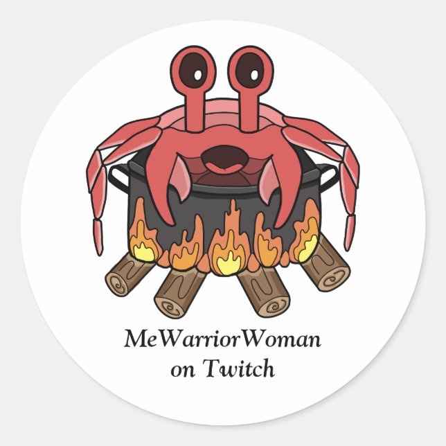 Crab in Pot, MeWarriorFrau auf Twitch Runder Aufkleber (Vorderseite)