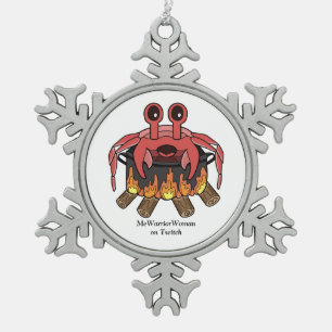 Crab in Pot, MeWarriorFrau auf Twitch Schneeflocken Zinn-Ornament