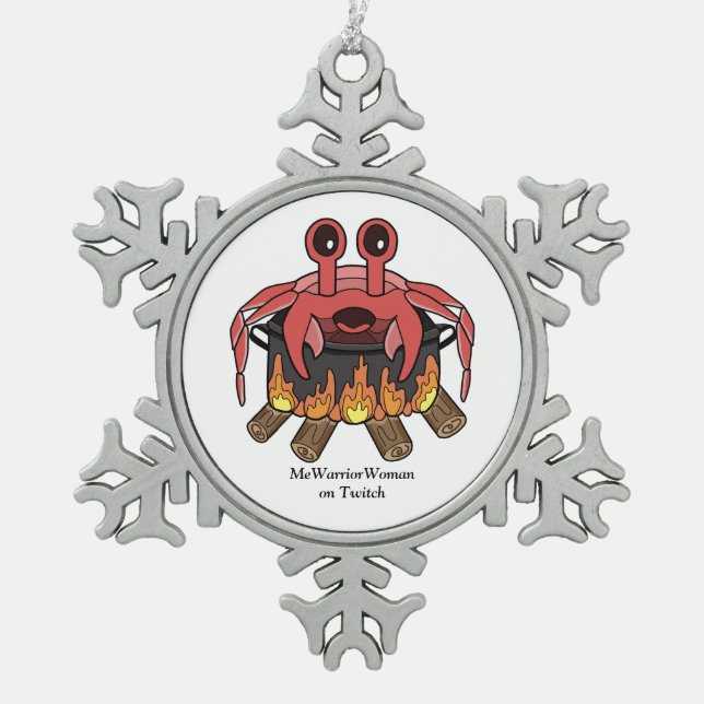 Crab in Pot, MeWarriorFrau auf Twitch Schneeflocken Zinn-Ornament (Vorderseite)