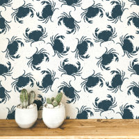 Crab Indigo Blau und Weiß Küstenmuster