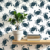 Crab Indigo Blau und Weiß Küstenmuster