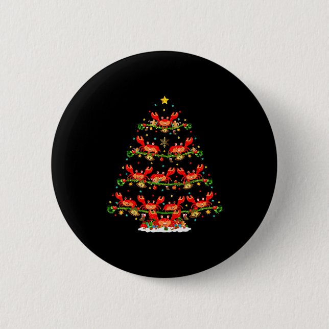 Crab Lover Xmas Lighting Santa Crab Christmas Tree Button (Vorderseite)