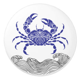 Crab Mandala Blue Keramikknauf