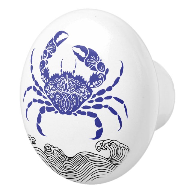 Crab Mandala Blue Keramikknauf (Rechts)