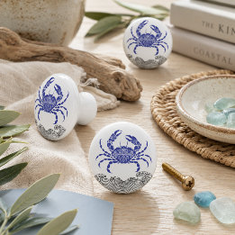 Crab Mandala Blue Keramikknauf
