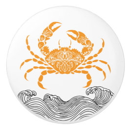 Crab Mandala Orange Keramikknauf