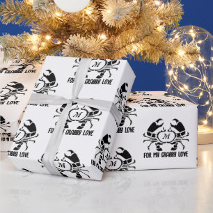 Crab Monogram im Schwarzen Stift Geschenkpapier