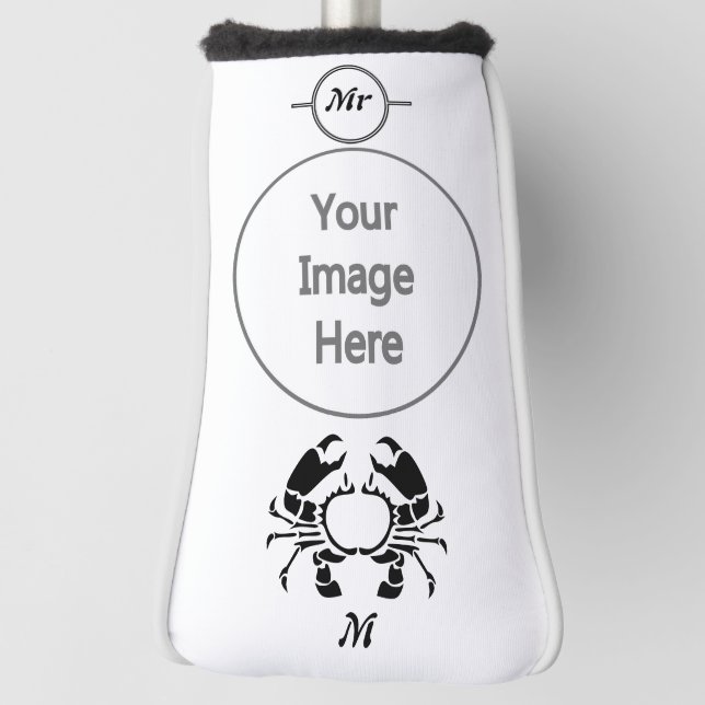 Crab Monogram im Schwarzen Stift Golf Headcover (Rotieren 90)