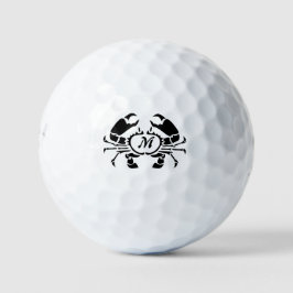 Crab Monogram im Schwarzen Stift Golfball