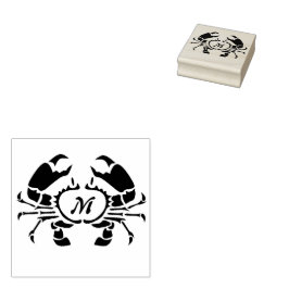 Crab Monogram im Schwarzen Stift Gummistempel