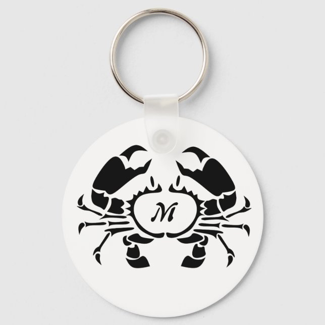 Crab Monogram im Schwarzen Stift Schlüsselanhänger (Vorderseite)