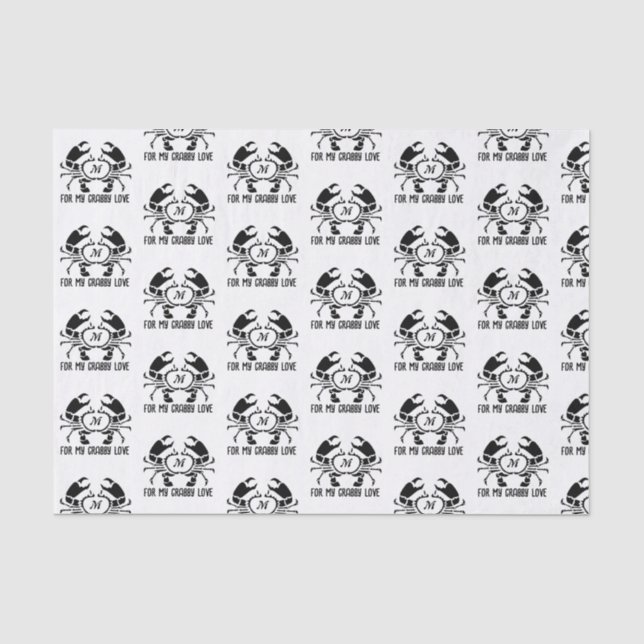 Crab Monogram im Schwarzen Stift Seidenpapier (Vorderseite)