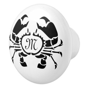 Crab Monogramm im schwarzen Stift Keramikknauf