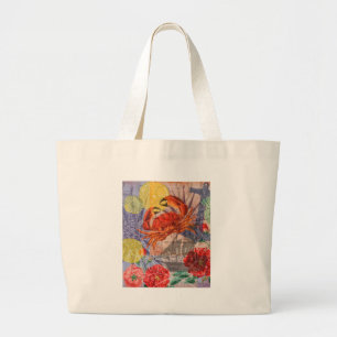 Crab Nautical Beach Seafood Art Jumbo Stoffbeutel