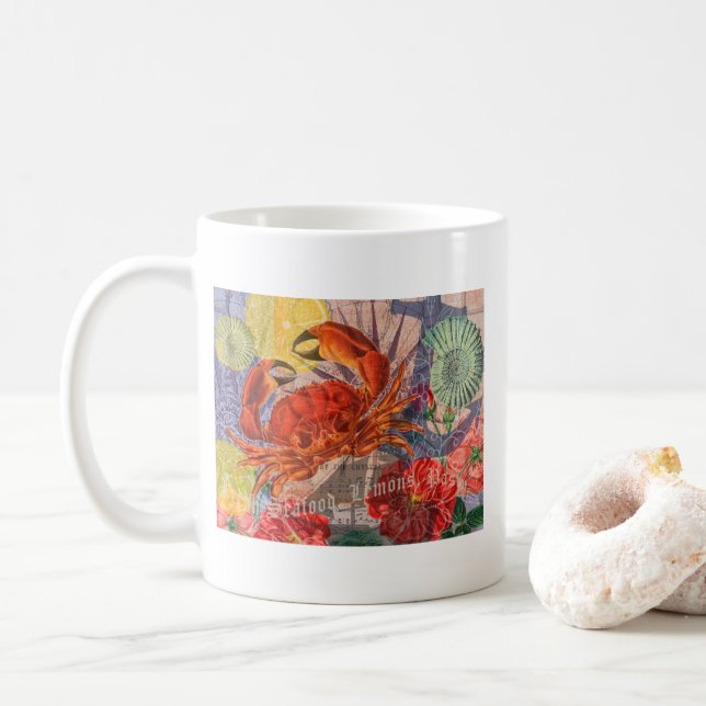 Crab Nautical Beach Seafood Art Kaffeetasse (Mit Donut)