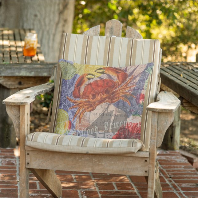 Crab Nautical Beach Seafood Art Kissen (Stuhl )