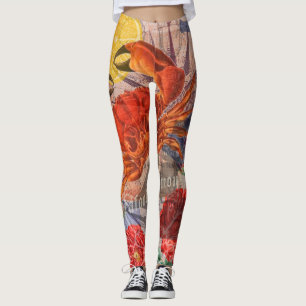 Crab Nautical Beach Seafood Art Leggings