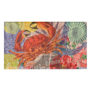 Crab Nautical Beach Seafood Art Namenschild