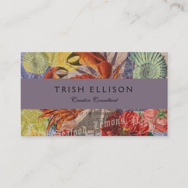 Crab Nautical Beach Seafood Art Visitenkarte (Vorderseite)