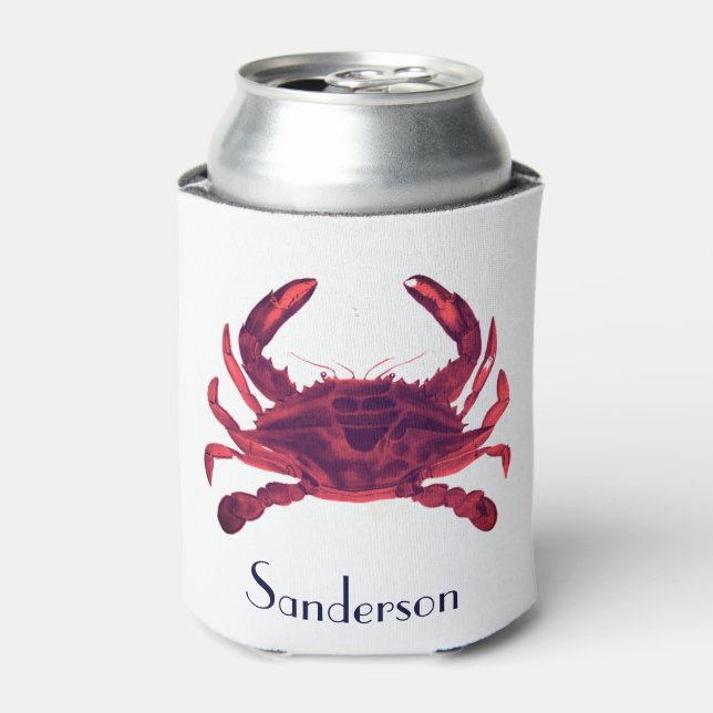Crab Nautical Burgundy Maroon Red Dosenkühler (Kanne Vorderseite)
