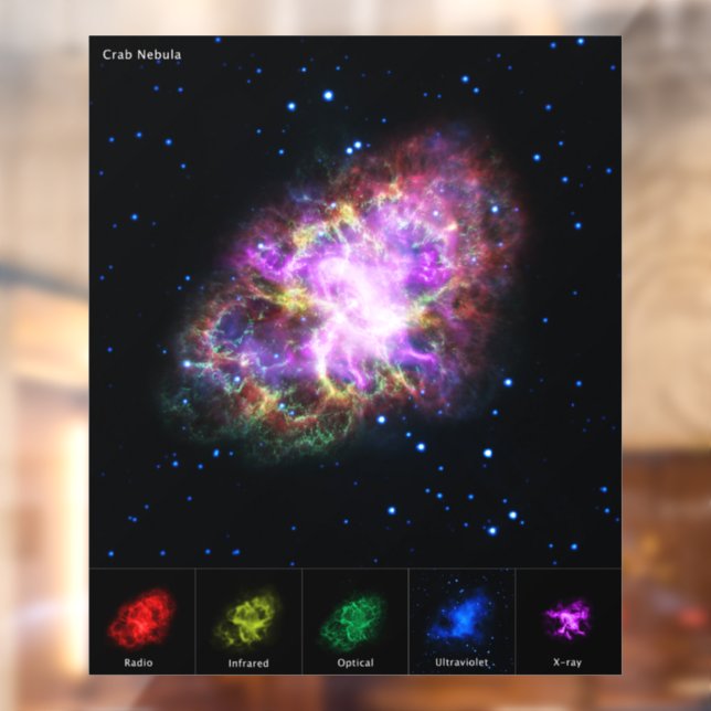Crab Nebula Supernova Remnant Hubble Composite Fensteraufkleber (Blatt 2)