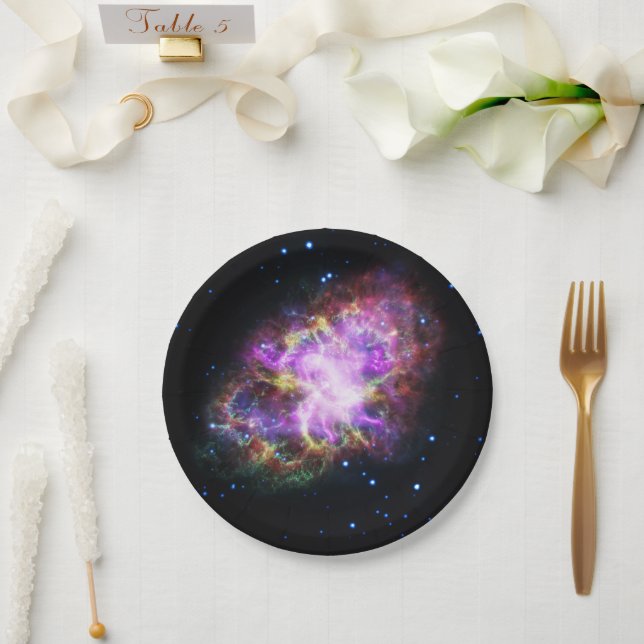 Crab Nebula Supernova Remnant Hubble Composite Pappteller (Hochzeit)