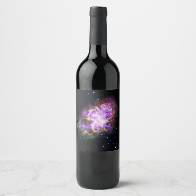 Crab Nebula Supernova Remnant Hubble Composite Weinetikett (Vorderseite)