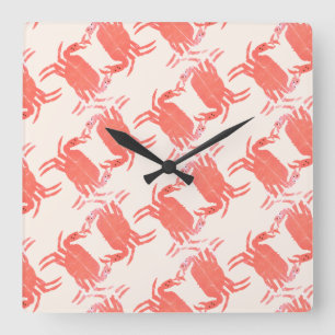 Crab Ocean Beach Sea Creature Muster  Quadratische Wanduhr