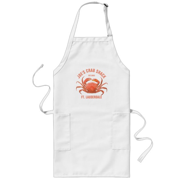 Crab Orange Wasserfarben Handillustration Lange Schürze (Vorne)