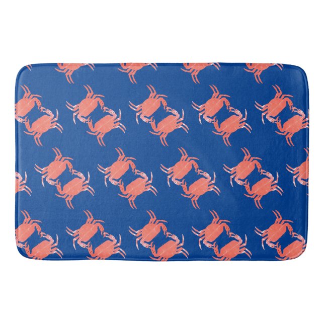 Crab Pattern Blue Dusche Badematte (Vorderseite)