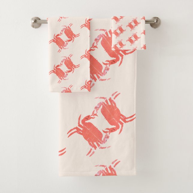 Crab Pattern Erthy Tone Bath Handtuch Set (Insitu)