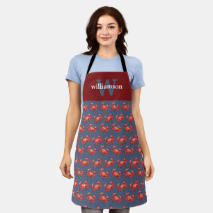 Crab Pattern Navy Personalisiert Schürze