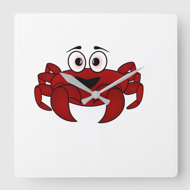 Crab Quadratische Wanduhr (Vorderseite)