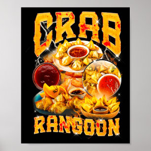 Crab Rangoon Meme Bootleg Rap Stil 90er Vintage Poster