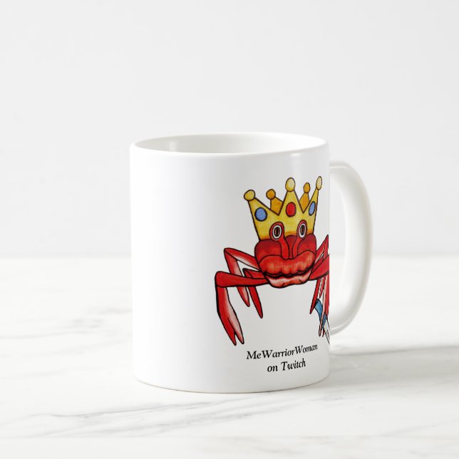 Crab Royalty mit Messer, MeWarriorFrau auf Twitch Kaffeetasse (VorderseiteRechts)