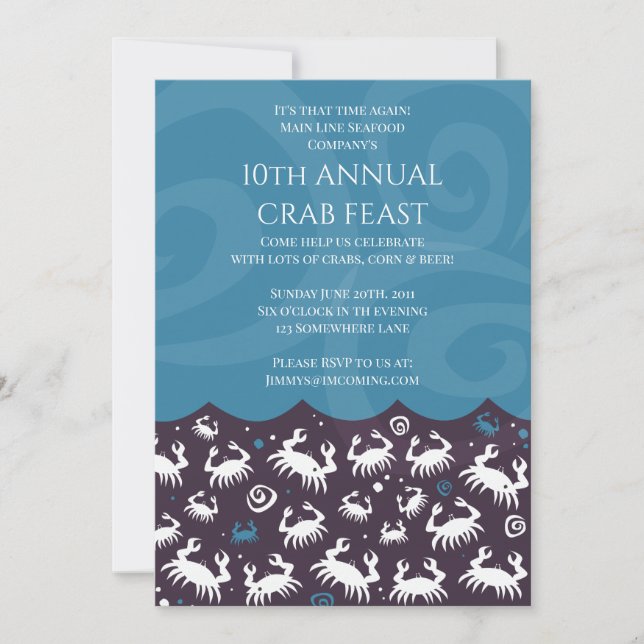 CRAB Seafood FEST FEAST Annual VIP Dinner Party Einladung (Vorderseite)