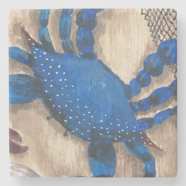 Crab und Seashell Stone Untersetzer (Vorderseite)